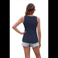 thumbnail image 4 of Chaleco Ajustado Acanalado con Cuello Redondo para Mujer, Azul Marino, Talla M, 4 of 10