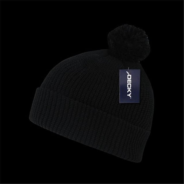 Decky 686-BLK Bonnets Acryliques Pompon, Noir