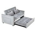 thumbnail image 4 of 52 inch Convertible Pull - Out Trundle Sofa Bed, Velvet Upholstered Loveseat with Adjustable Sleeper, Multi - Functional Couch for Small Spaces, Light Gray, 4 of 7