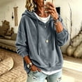 thumbnail image 2 of Women's Loose Fit Long Sleeve Hooded Velvet Knit Sweatshirt Top Soft Casual Pullover Streetwear Outfits | CSEONE,Gray L, 2 of 9