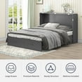 thumbnail image 6 of ZAFLY Murphy Bed Cabinet with Charging Station, Queen Size Solid Wood Cabinet Bed with Mattress, Murphy Cube Chest Bed with Storage Drawers - Grey, 6 of 8