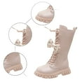 thumbnail image 5 of lsirc Girls Lace-Up Combat Boots with Side Zipper, Knee-High Lug Sole Dress/School Boots - Toddler/Little/Big Kids, Pink, US2.5(10.5-11Years), 5 of 9