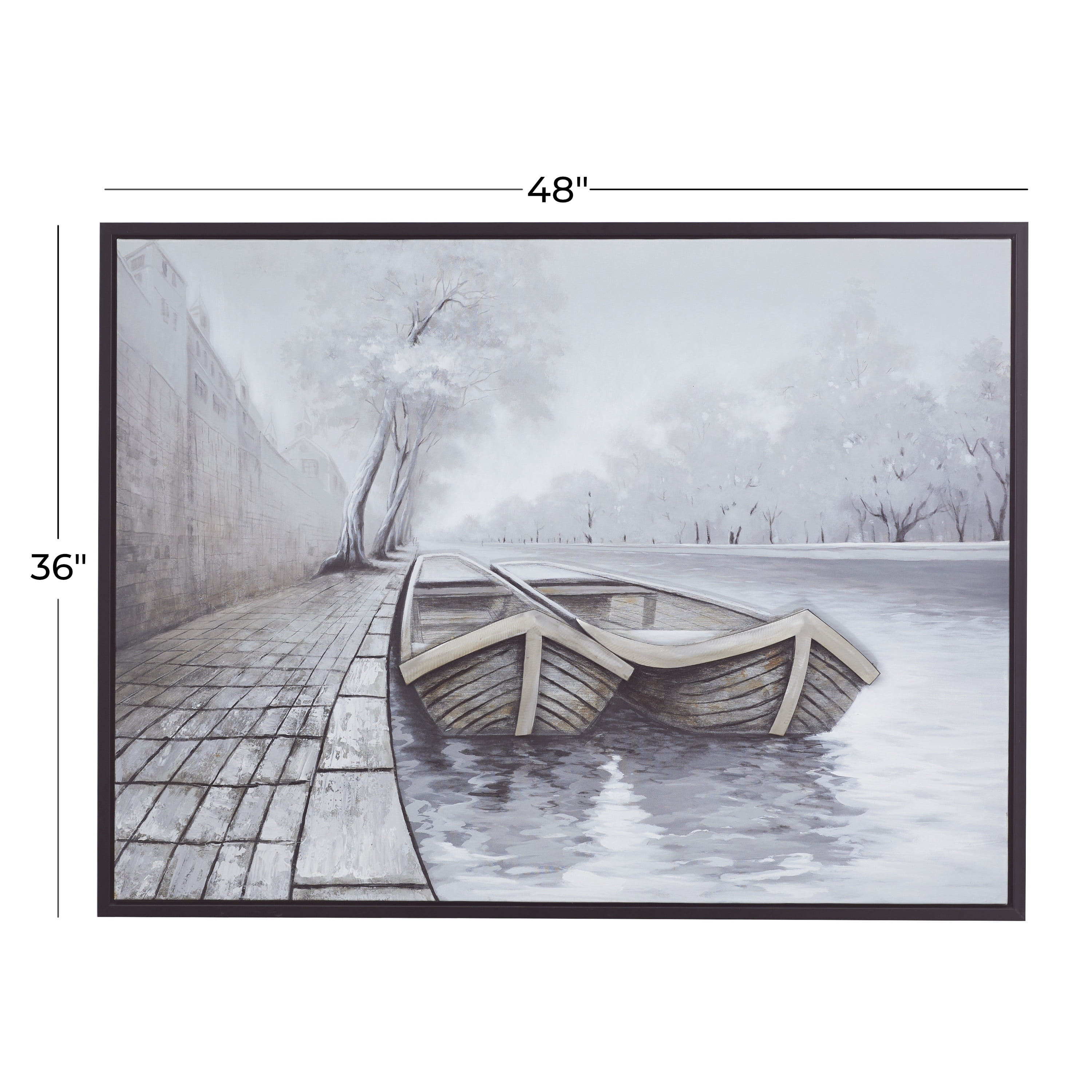 48" x 36" Sail Boat Framed Wall Art with Black Frame, by DecMode