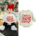 thumbnail image 2 of XDZJLR Baby Boy Girl Christmas Outfit Romper Xmas Cute Long Sleeve Crewneck Santa Letter Printing Sweatshirt Bodysuit Xmas Outfits Beige 3-6 Months, 2 of 8