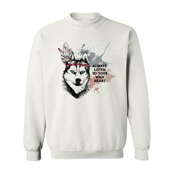 Husky With Indian Feather  Sweatshirt Women -Image by Shutterstock, Female Small