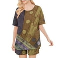 thumbnail image 4 of Conjunto de Pijama de las Mujeres de Moda Casual Color Sólido Manga Corta Cuello Redondo Top Y Pantalones, 4 of 6