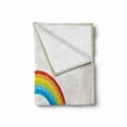 thumbnail image 2 of Vintage Rainbow Soft Flannel Fleece Throw Blanket, Sun over the Clouds on a Beige Diagonal Lines Background Summer Season, Cozy Plush for Indoor and Outdoor Use, 50" x 70", Multicolor, by Ambesonne, 2 of 6