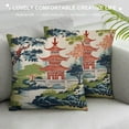 thumbnail image 3 of PIKWEEK  Pillow Cover Chinoiserie Pagoda Coral Blue Asian Pillow Case Asian Scenic Decorative Pillow Home Ethnic Cushion Cases for Couch Bedroom Living Room Housewarming Gift, 3 of 5