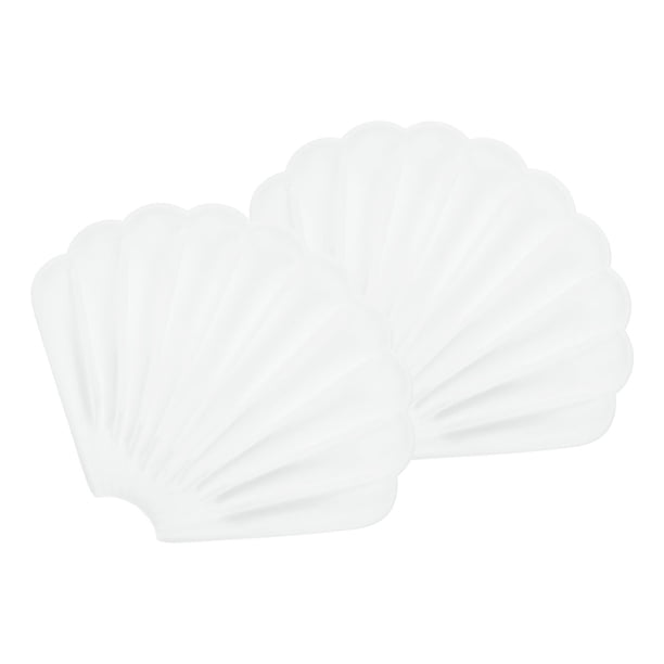 2Pcs Pequeño Plato de Jabón, Soporte de Jabón de Silicona en Forma de Concha para Ducha, Baño (Blanco)