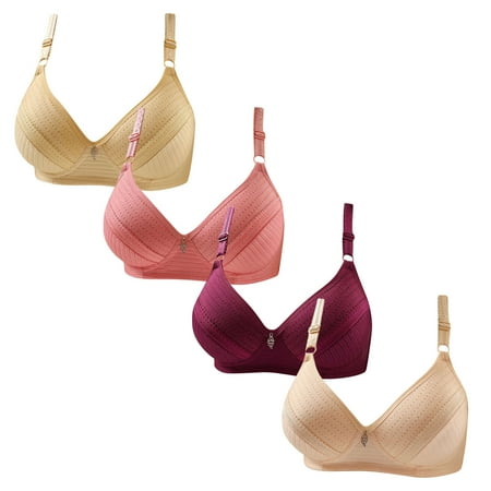 Gnurob Lace Bras for Womens Push Up Wireless Bralettes Breathable Brassiere 3 Pack Plus Size Bralette Comfort Adjustable Straps Bra Sports Wear Clearance Saving A01-Khaki Medium