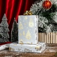thumbnail image 6 of White Christmas Wrapping Paper, Gold and White Wrapping Paper, Festive Gold Foil Christmas Tree Snowfall Holiday Gift Wrap for Winter Gift Packaging, Vacations (Mini Roll, 17 Inch X 33 Feet), 6 of 14