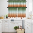 thumbnail image 2 of Sage Green Orange Gradient Curtain Tier and Valance Set 3 Piece, Modern Minimalist Style Ombre 3-inch Rod Pocket Window Tier Curtains Valance for Kitchen Living Room, 2 of 9