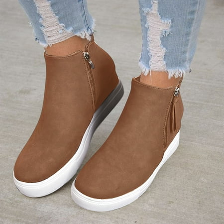 

TALKVE Women s Shoes Fashion Casual Roman Short Ankle Boots For Women Boots Wedge Casual Boots