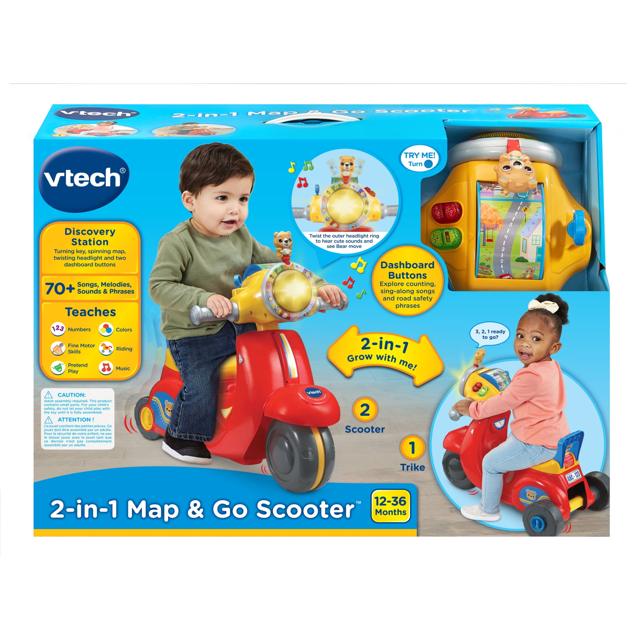 VTech 2-in-1 Map & Go Transforming Ride-On Toddler Scooter