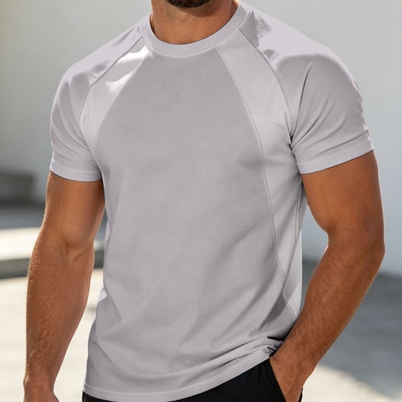 COSFO Athletic Mens T-Shirts Cotton Short Sleeve Dry Fit Undershirts Moisture Wicking Classic Fit Solid Performance Crew Neck Mens Shirts L