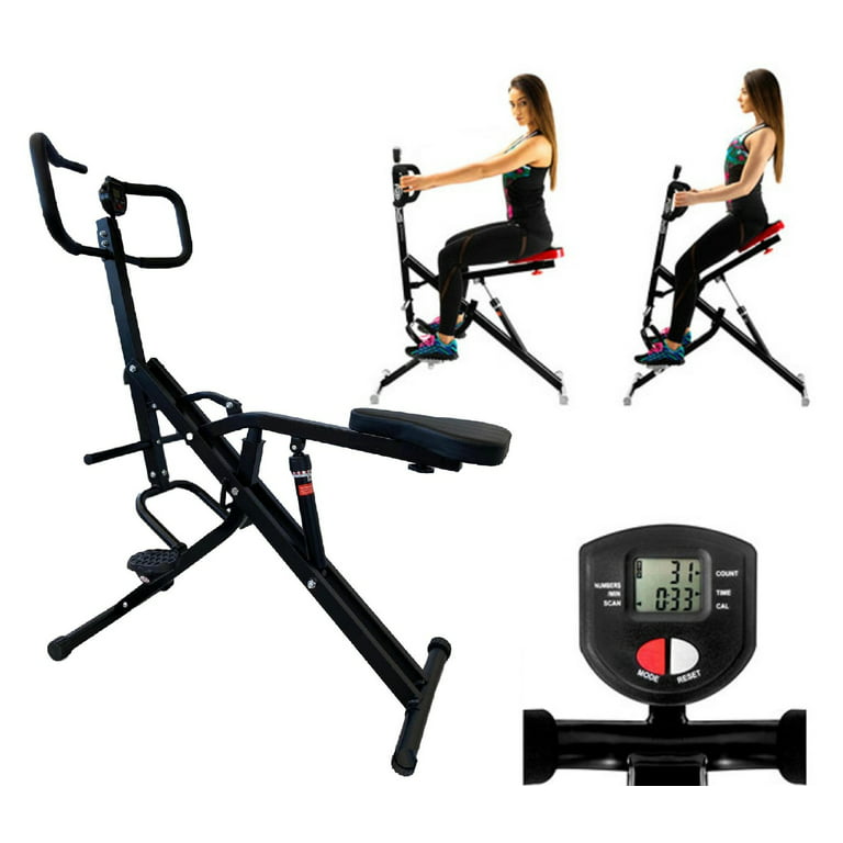 Power Rider Total Crunch Abdominal AB Core Fitness Upright Squat Glutes  Exercise Home Gym Workout Machine Full Body Core Training Fitness System 12  Hydraulic Adjustable Levels Cardio Strength Training 
