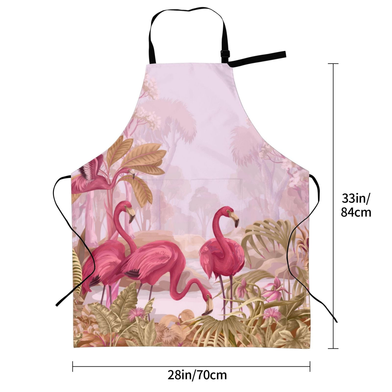 Kdxio Flamingos In The Tropical Forest Apron with Pockets Adjustable Kitchen Aprons for Men Women Waterproof Aprons for Cooking,Drawing,Crafting, Baking Household Cleaning
