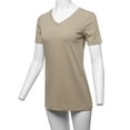 thumbnail image 5 of A2Y Women's Basic Solid Premium Cotton Short Sleeve V-neck T Shirt Tee Tops Ash Mocha M, 5 of 6