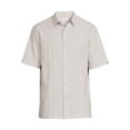 thumbnail image 5 of Cafe Luna Men's and Big Men's Short Sleeve Linen-Cotton Tuck Panel Woven Shirt, Sizes S-5XL, 5 of 7