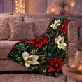thumbnail image 6 of Festive Red Poinsettia Pinecone Botanical Arrangement Christmas, Festive Holiday Scene, Warm Flannel Blanket for Living Room and Family Room, Art Lovers Housewarming Gift, Festive Home Decor, 6 of 9