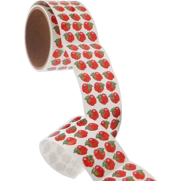 Bulk Roll Prismatic Stickers, Micro Apples (100 Repeats)