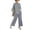 #0224-Blue, variant on Pounoo Women's Outfits Striped Linen Co Ord Tops and Pants Beach Vacation Lightweight Airy Relaxed Fit Casual Sets Gift