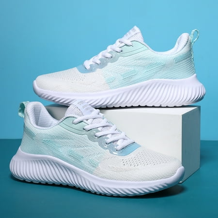 

Women‘s Flying Woven Shoes Breathable Sports Shoes Colorblock Lace-up Running Shoes