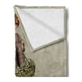 thumbnail image 2 of Fantasy Soft Flannel Fleece Throw Blanket, Westernly Geisha with Cry Make-Up Wrapped by Spiralling Dragon, Cozy Plush for Indoor and Outdoor Use, 50" x 70", Olive Green Eggshell, by Ambesonne, 2 of 5