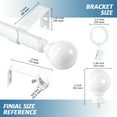 thumbnail image 4 of Urbanest Single Curtain Rod with 24 Clip Rings & Decorative Ball Finials – Classic Metal Window Drapery Rod Set, Heavy-Duty & Adjustable, 5/8" Diameter, 84" to 120", Glossy White, 4 of 7