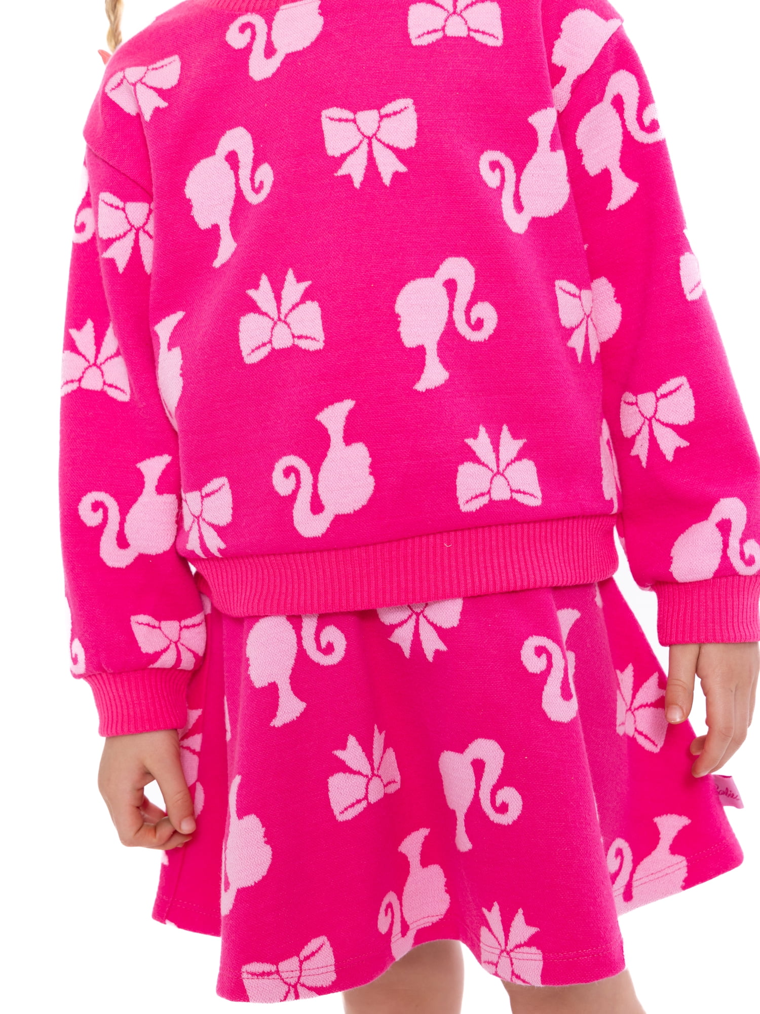 Barbie Toddler Girls Intarsia Graphic Sweater and Skater Skirt Set, 2-Piece, Sizes 12M-5T