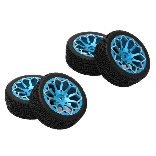 RC Wheel Tires, Aluminum Alloy Rim Improving Stability For 1/10 Metal Wheels Tires For 1/10 Flat Sports Car Blue