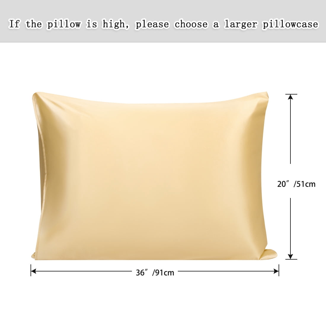 PiccoCasa 550 Thread Count Silk Pillowcase, Champagne King(20"x36")