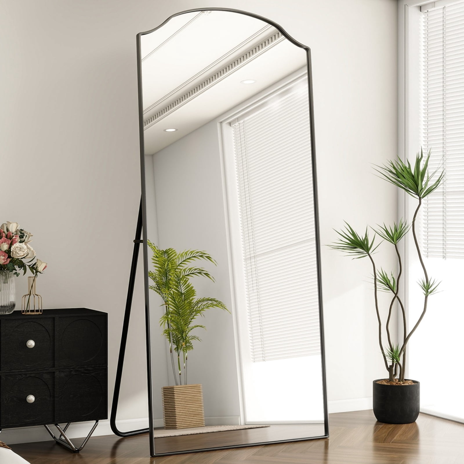 AUROMIR 71"x32" Full Length Mirror Floor Mirror Freestanding Wall-Mounted Mirror,Black