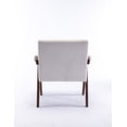 thumbnail image 6 of Accent Chair, Mid-Century Modern Armchair with Pillow Upholstered Lounge Arm Chair with Solid Wood Frame & Soft Cushion for Living Room, Bedroom, Belcony, Cream, 6 of 7