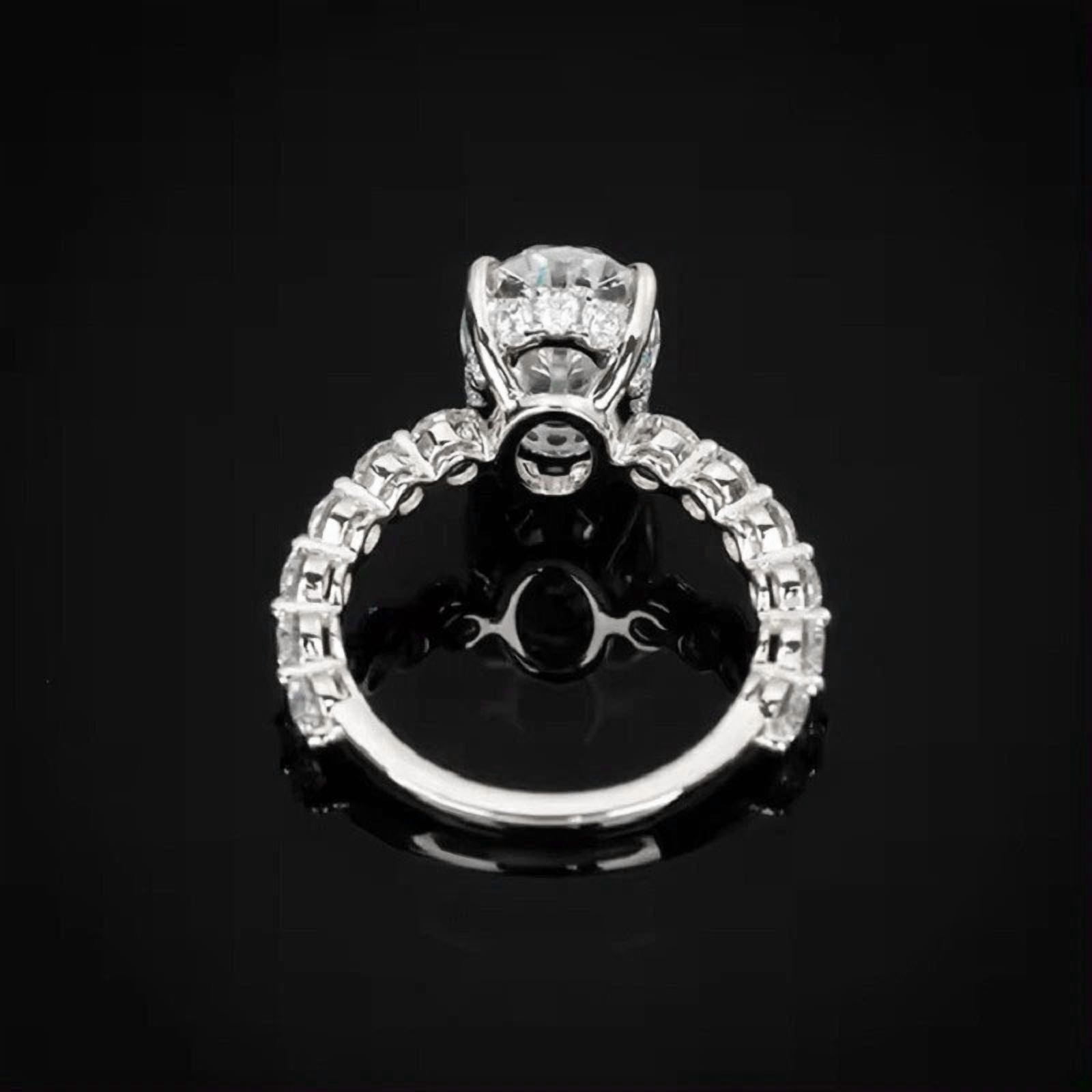 solitaire jewels 3.75CT Oval Moissanite Hidden Halo Engagement Ring For Women, 18K White Gold