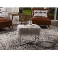 thumbnail image 5 of BirdRock Home Rectangular Grey Faux Fur Foot Stool Ottoman with Grey Legs, 5 of 7