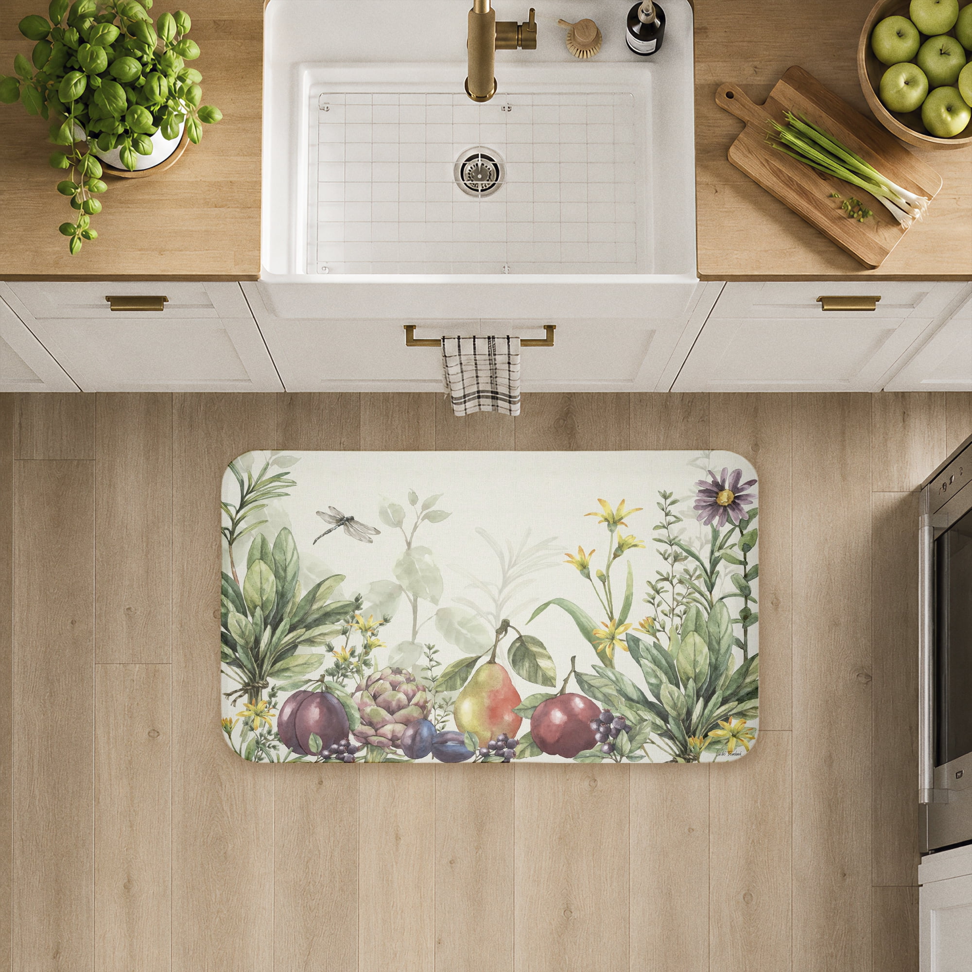Stupell Industries Illustrated Garden with Dragonfly Printed Anti-Fatigue Floor Mat, design by Leslie Trimbach