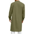 thumbnail image 5 of Thobe for Men Kaftan for Men Kurta Set for Men Caftan Mens Kaftan Mens Kaftan Robe Button Down Long Sleeve Cotton Linen Thobe Casual Muslim Gown Henley Shirt, Army Green-L, 5 of 9