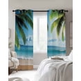 thumbnail image 4 of Beach Ocean Blackout Curtains for Bedroom Living Room Darkening Curtains 54 Inch Long Summer Blue Sky Botanical Tree Leaves Short Curtain for Small Window Treatment Insulated Grommet Drapes 42"x54"x2, 4 of 9