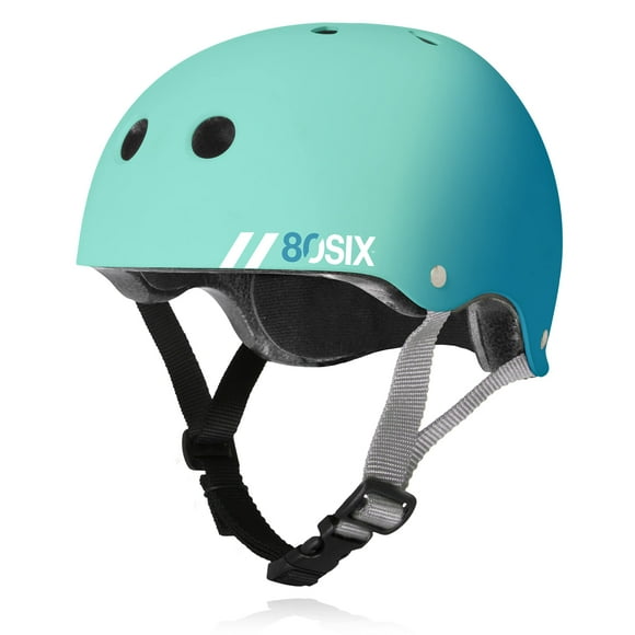 80Six Dual Certified Kids Bike Skate and Scooter Helmet Surf Green Teal Fade Medium/Large - Ages 14+