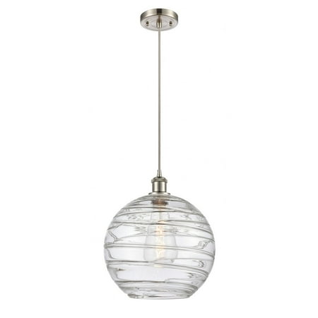 

516-1P-SN-G1213-12-LED-Innovations Lighting-Athens Deco Swirl - 3.5W 1 LED Cord Hung Mini Pendant In Industrial Style-15 Inches Tall and 12 Inches