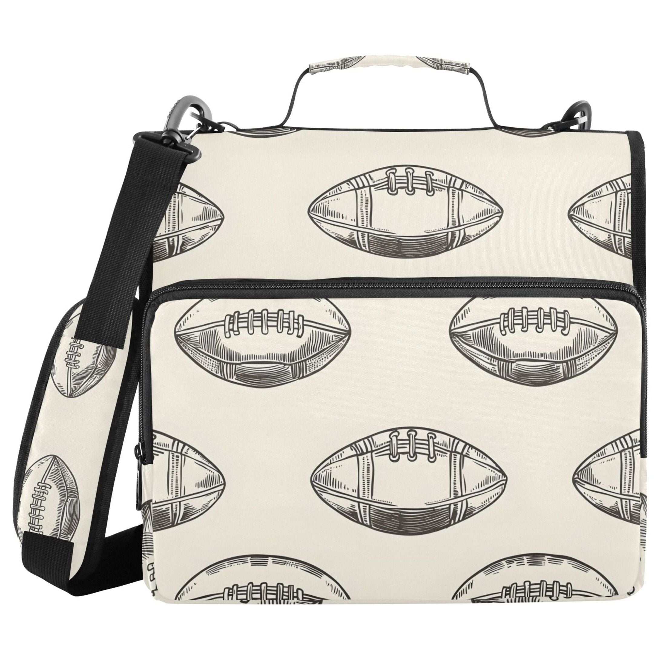 ALAZA Zipper Binder Football Retro Rugby 3 Ring Trapper Keeper File Folder Organizer Bag