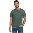 thumbnail image 4 of GIRUNS Men's Henley Short Sleeve Shirt Cotton Button T-Shirt Lightweight Summer Casual Tee Green L, 4 of 6