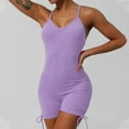 thumbnail image 3 of Hvot&aat Womens Sexy Sleeveless Tight Jumpsuit Solid Color Side Drawstring Adjustable Short Rompers Fitting Yoga Jumpsuits, 3 of 3