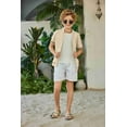 thumbnail image 6 of Arshiner Boys Knit Shirts Short Sleeve Button Down Shirt Vintage Fashion Casual Summer Beach Shirts for Kids 5-13 Years, 6 of 8