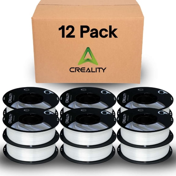 Creality Silk PLA Filament 12-Pack 1.75mm High Gloss 2.2lb Spools Clog-Free Use w Creality Ender CR Series & Most FDM Printers White 12 Unit per pack