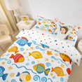 thumbnail image 2 of Castle Fairy Cartoon Tropical Fish Tile Bedding,Wave Shell Starfish White Seamless Pattern Duvet Cover Full,Blue Orange,Reversible,3pcs,No Comforter,1 Duvet Cover and 2 Pillowcases, 2 of 6