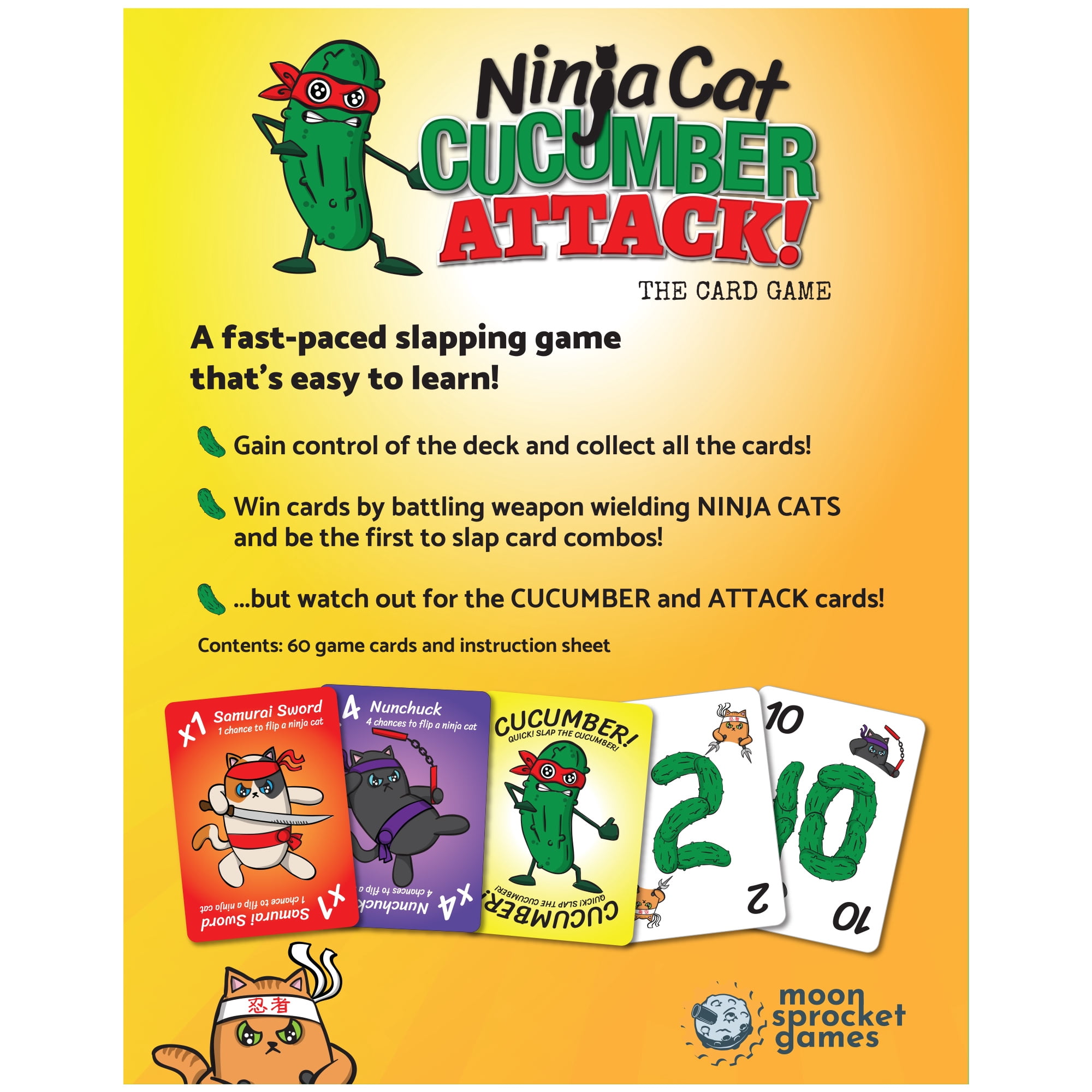 Ninja Cat Cucumber Attack Family Card Game for Ages 7 and up, from Asmodee