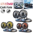 thumbnail image 4 of Portable Car Cooling Fan with 2-Head - 12V Electric Air Cooling Fan,USB Rechargeable Plug,Silent Electric Fan 360° Rotation with 3 Wind Speed Stable Base for Car Truck SUV RV Marine Boat, 4 of 7