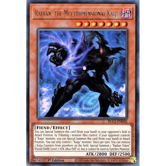 YuGiOh Battles of Legend Chapter 1 Ultra Rare Radian, the Multidimensional Kaiju BLC1-EN035 (Silver Name Version)